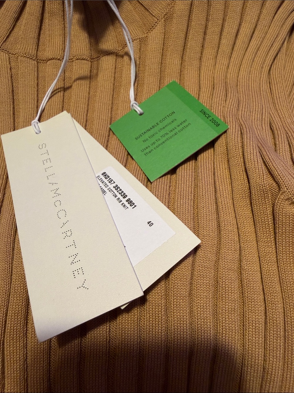 Stella McCartney Sleeveless Ribbed Midi Dress in Camel Beige - Picture 5 of 7